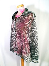Religion Womens Sheer Snakeskin Print Grey Shirt Blouse size 12