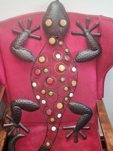 Vintage metal lizard - metal, wall