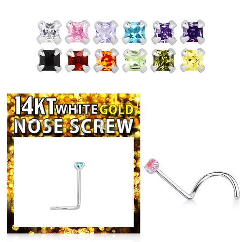 14k solid white gold 22g - solid, nose