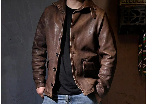 Men leather jacket biker - leather,