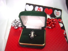 VINTAGE BEAUTIFUL SOLID SILVER RING-GENUINE BLACK WEDGWOOD SIZE K1/2 RARE-OLD