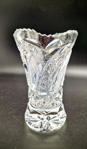 Hand cut heavy crystal vase - hand,