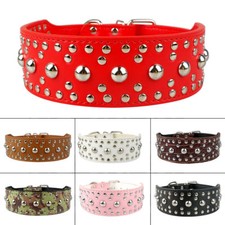 Dog Collar Studded 5 cm Wide Rivet Leather Pet Large German Shepherd Pitbull UK