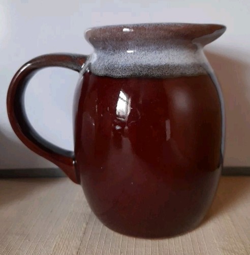 Glazed brown pottery pitcher - glazed,