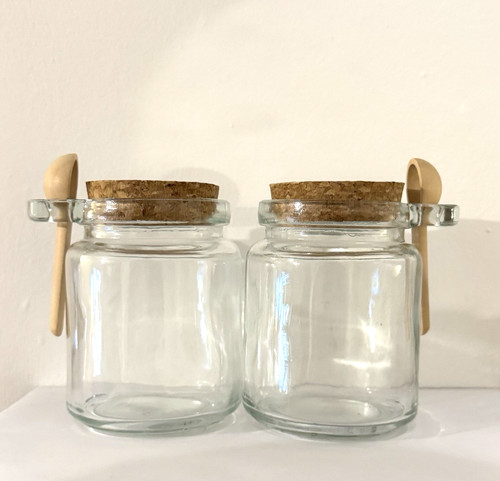 2pc glass storage jars with - glass,