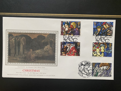 1992 christmas silk fdc - christmas,