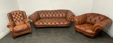 Tetrad oskar suite 3/4 seater club and wing chairs  in tan antique tan leather 