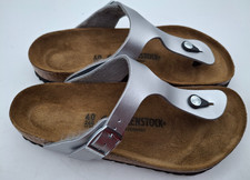Birkenstock Silver Gizeh gladiator thong sandals - UK 7, EUR 40 Regular