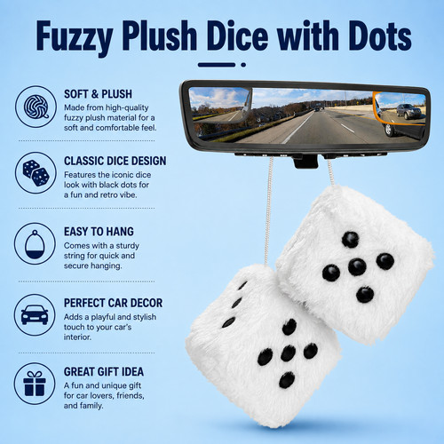 Pair fluffy dice for car - fluffy,