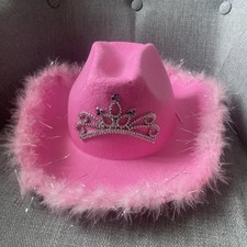 Pink Cowboy Hat Sequins Fur