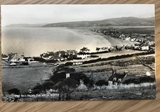 A Vintage B&W Postcard of the Bay from the Hills, Borth - Wales