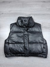 ZARA Black Faux Leather Puffer