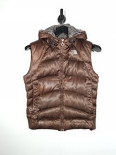 Y2K The North Face 550 Gilet Size Medium Men's Brown Hooded Puffer Vest Jacket