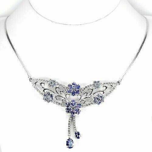 Silver necklace tanzanite - necklace,