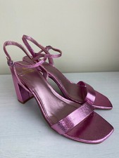 Next Pink Sparkly Uk 6 EU 39 Sandals Block Heel