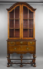 Antique Queen Anne Style Walnut Display Cabinet