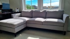 L-SHAPED CORNER SOFA - GREY -