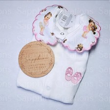 Girls Baby White Sleepsuit Personalised Pink Coming Home Sets Pram Shoes Dolly