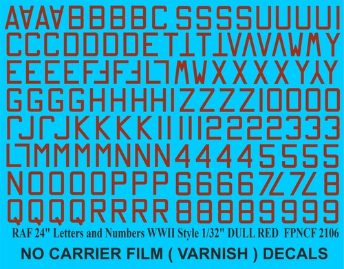 Raf letters numbers - raf, 24"