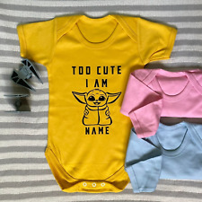 Baby Grow Bodysuit Name Personalised Baby Yoda To Cute I Am Gift Text Girl Boy