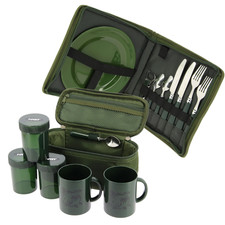 NGT Fishing Brew Kit Set – Cutlery, 2 Cups, 3 Pots, Tea Case Carp Tackle Camping