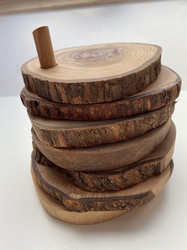 Olive wood rustic coasters - olive,