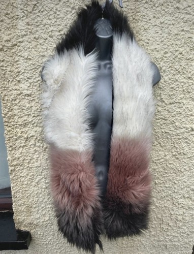 Long black cream brown fluffy