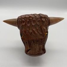 Vintage Bulls Head Hand Carved Briar Estate Pipe with Glass Eyes (BA416)