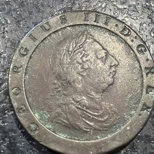 1797 GEORGE III CARTWHEEL TWO PENCE 2 PENNY COIN