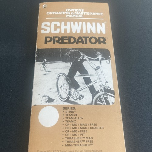 Schwinn owners manual predator - owners,