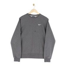 Nike Crew Neck Sweatshirt Small Swoosh Grey Regular Fit Mens Size M