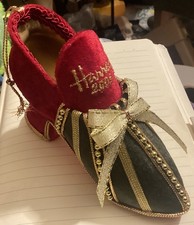 Harrods Red & Green Velvet Shoe Christmas Decoration 2005