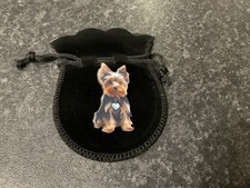 Cute Yorkshire Terrier Yorkie Dog Flat Small Brooch Pin, Lightweight 4cm