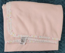 Mothercare pink Fleece Pram Cot Blanket 100x120cm trim floral flowers