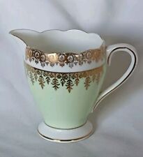 Gladstone Bone China Pale Green And Gold Chintz Creamer/Milk Jug Scalloped Rim