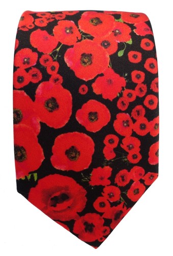 Red poppy silk tie - silk, 2