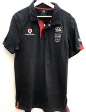 NEW ZEALAND WARRIORS Rugby Polo Shirt Black NRL Short Sleeve Mens L