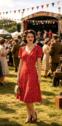 Vintage 1940s 1950s - style, red