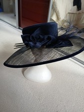 Navy Blue right impression Formal Ladies Wedding Hat Church Races Occasion  vgc