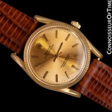 1950's ROLEX OYSTER PERPETUAL "BOMBE" Vintage Mens 14K Gold Watch - Warranty