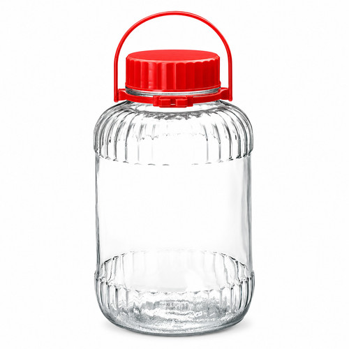 Large glass storage jar red - large,