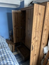 Wood Effect Wardrobe. 3 Doors,  drawers. 2 Hanging Bars