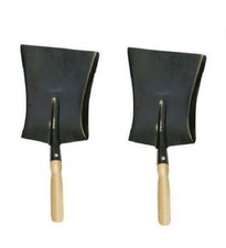 2 x 9" Metal Coal / Dust Shovel Wood Handle Hand Tools Household Goods - Black