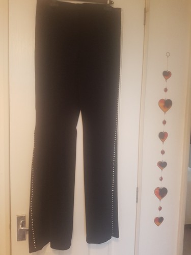 Black wide leg diamante - black,