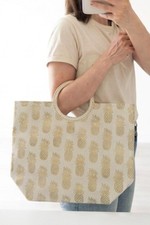 Pineapple Tote Bag Cream Gold
