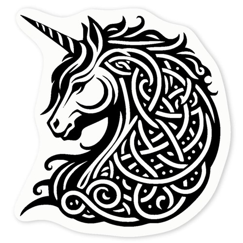 Celtic unicorn clear sticker - 'celtic,