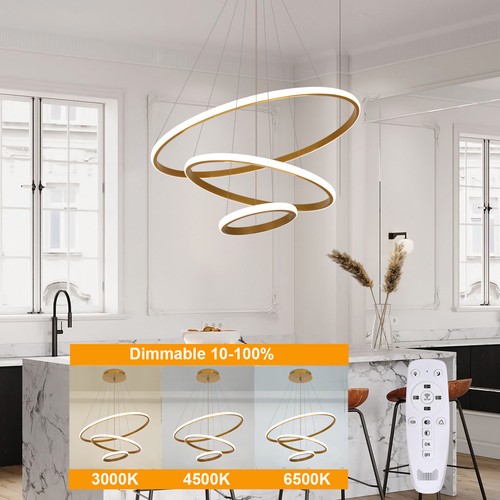 Gold led ring pendant light - led,