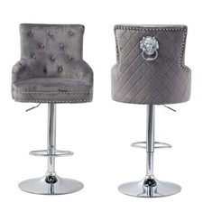 Grey Velvet Lion Knocker Bar