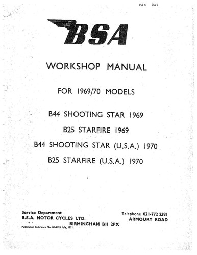 Bsa workshop manual 1969 - workshop,