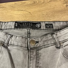 Cross Hatch Black Label Jean W36 L32 Grey Slim Stretch Denim Zip Fly